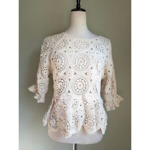 Solitaire small crochet lace top boho cottagecore whimsi 90's hippy shirt anthro